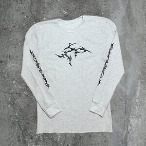 Y2k neo tribal cyber long sleeve thermal skate grunge shirt